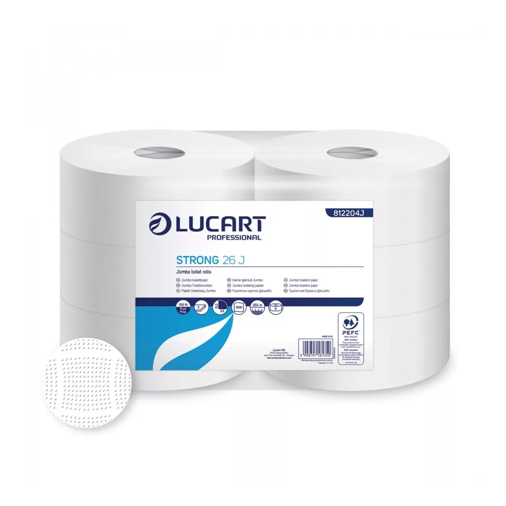 Toalettpapír 2 rétegű közületi átmérő: 26 cm 6 tekercs/csomag Strong 26 J Lucart _812204J hófehér kép