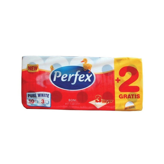 Toalettpapír 3 rétegű 100% cellulóz 120 lap/tekercs 8 + 2 tekercs/csomag Boni Perfex kép