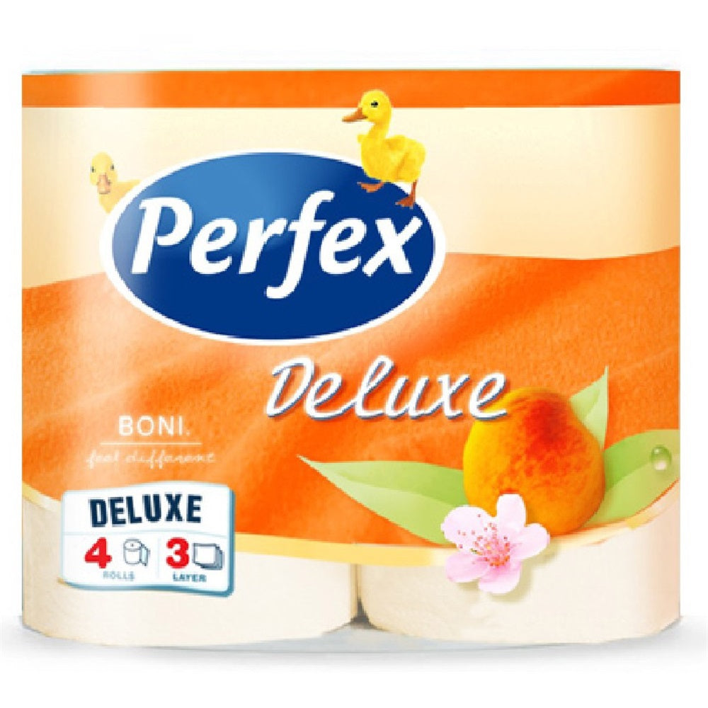 Toalettpapír 3 rétegű 150 lap/tekercs 4 tekercs/csomag barack Boni Perfex DeLuxe kép