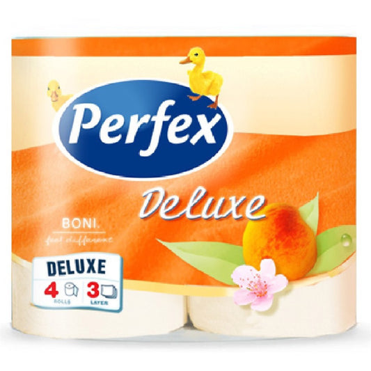 Toalettpapír 3 rétegű 150 lap/tekercs 4 tekercs/csomag barack Boni Perfex DeLuxe kép