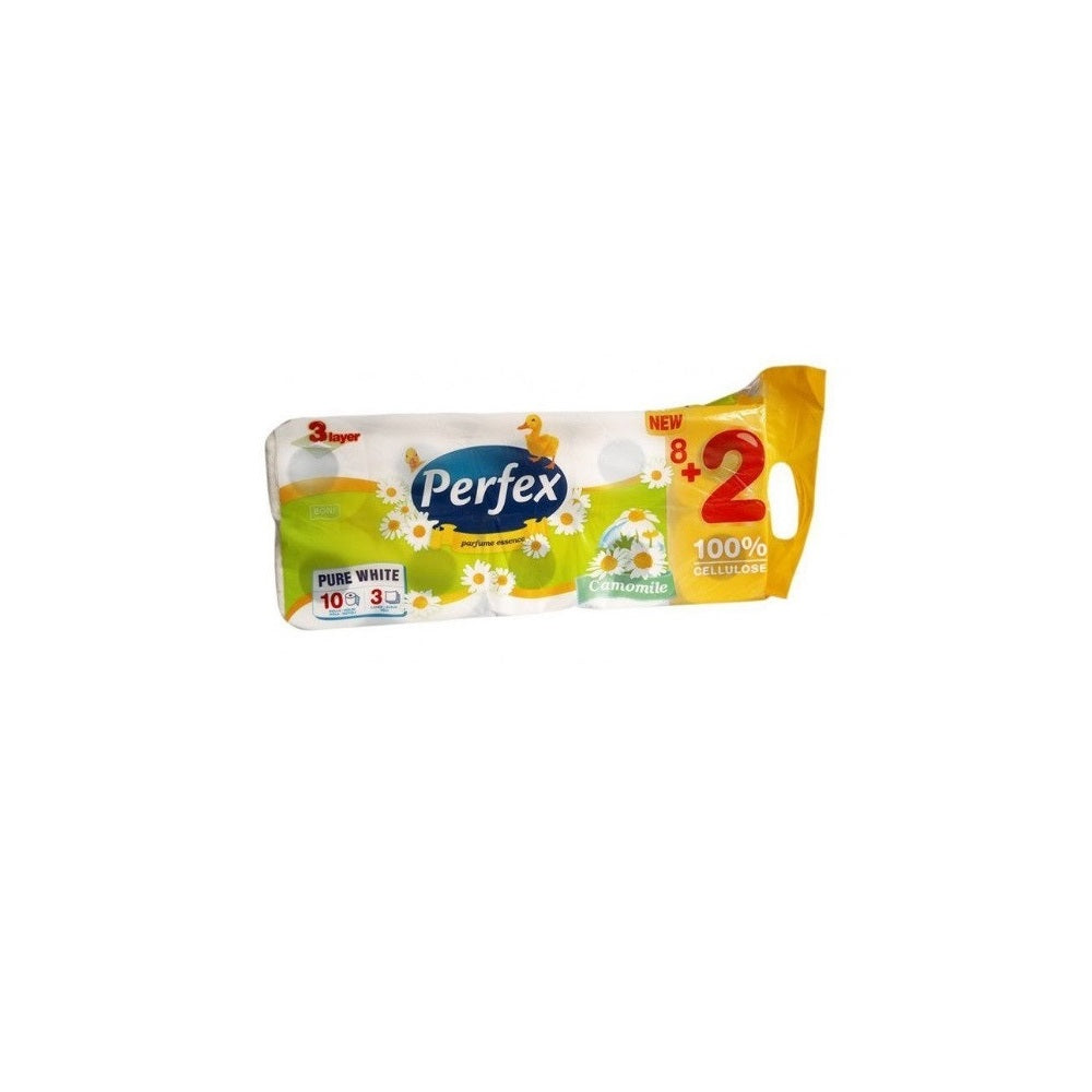 Toalettpapír 3 rétegű 150 lap/tekercs 8+2 tekercs/csomag Boni Perfex DeLuxe kamillás kép