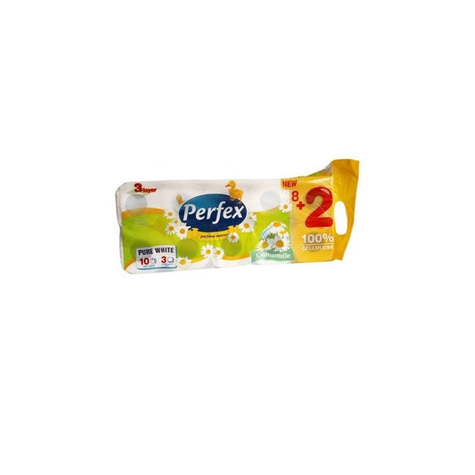Toalettpapír 3 rétegű 150 lap/tekercs 8+2 tekercs/csomag Boni Perfex DeLuxe kamillás kép