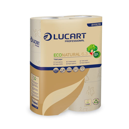 Toalettpapír 3 rétegű 250 lap/tekercs 6 tekercs/csomag EcoNatural Lucart 6.3_811929D havanna barna kép