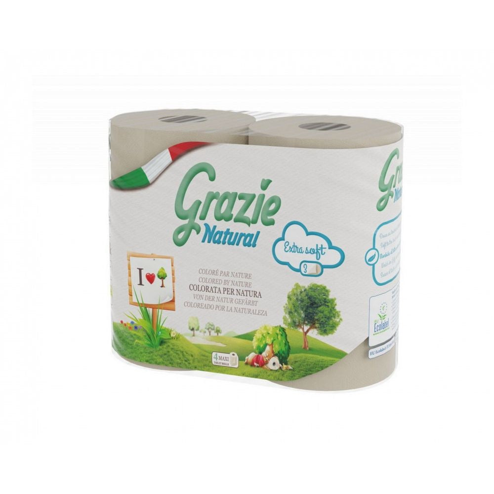 Toalettpapír 3 rétegű 270 lap/tekercs 4 tekercs/csomag Lucart GRAZIE Natural havanna barna_811855S kép