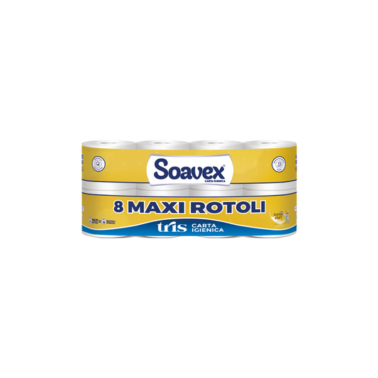 Toalettpapír 3 rétegű kistekercses 100% cellulóz 155 lap/tekercs 8 tekercs/csomag Soavex Maxi Rotoli_Paperdi kép
