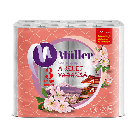 Toalettpapír 3 rétegű kistekercses 100% cellulóz 24 tekercs/csomag Kelet Varázsa Müller fehér kép