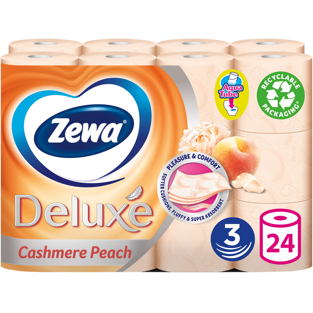 Toalettpapír 3 rétegű kistekercses 100 % cellulóz 24 tekercs/csomag Zewa Deluxe Cashmere Peach kép