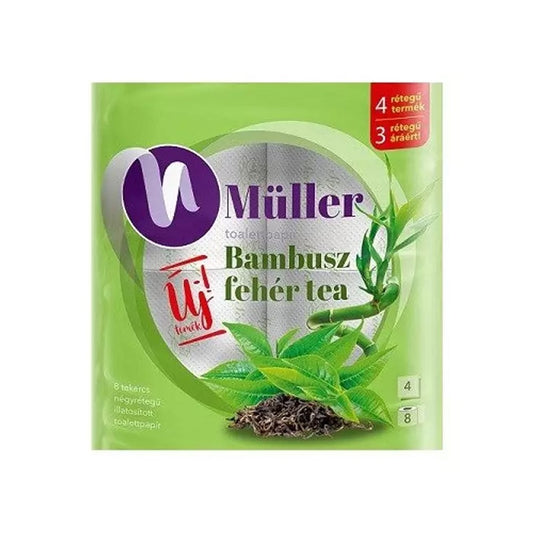 Toalettpapír 4 rétegű 100% cellulóz 8 tekercs/csomag Bambusz Müller fehér tea kép