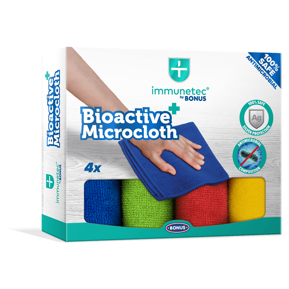 Törlőkendő mikroszálas 32 x 32 cm Immunetec BioActive 4 db/csomag Bonus_B785 kép