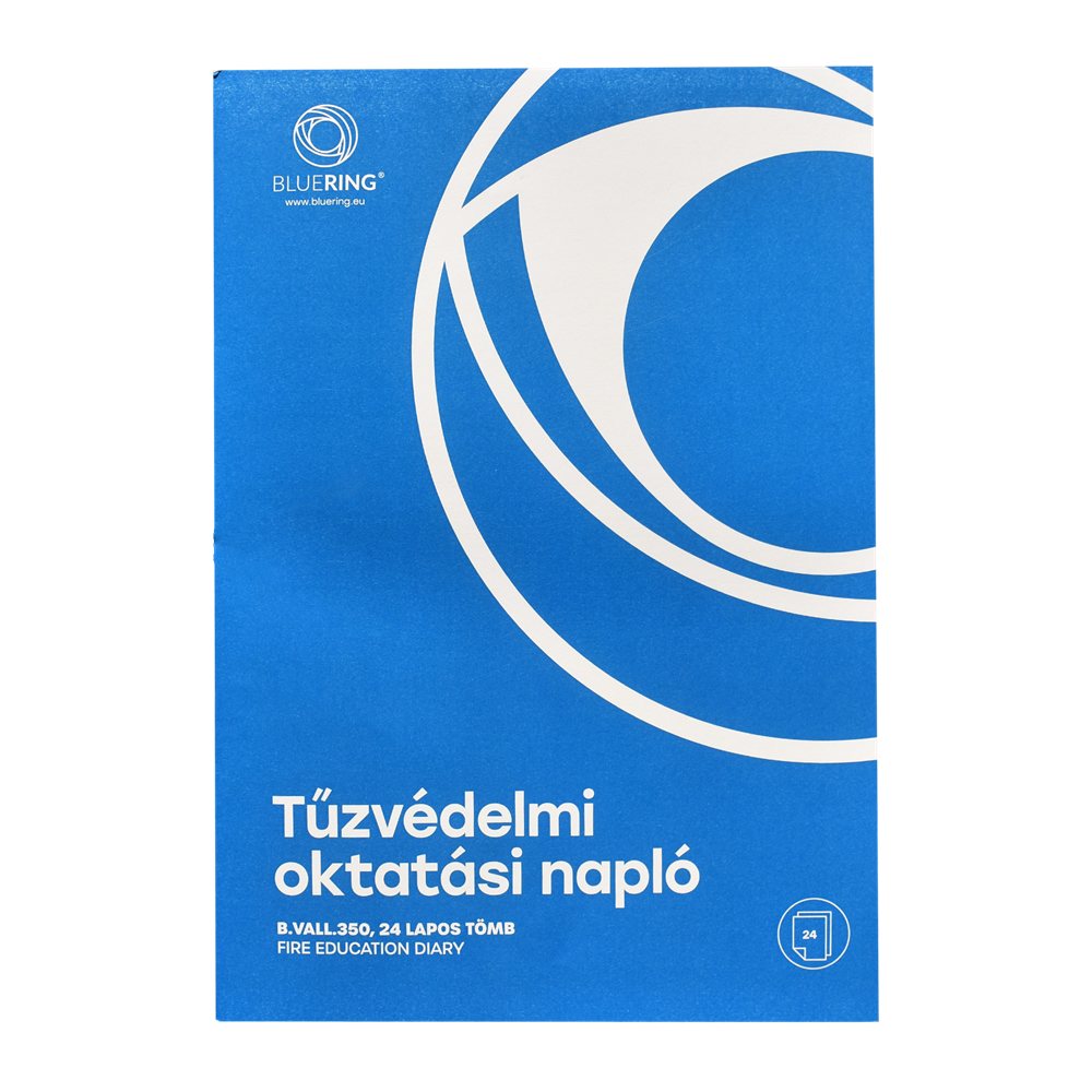 Tűzvédelmi oktatási napló 24lapos A4, álló B.VALL.350 Bluering® kép