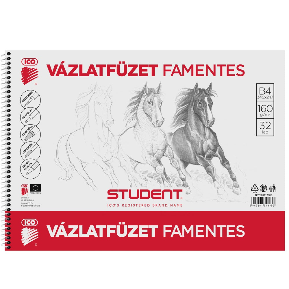 Vázlatfüzet B4, 160g. famentes Student kép