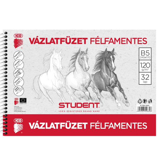 Vázlatfüzet B5 120g. félfamentes Student kép