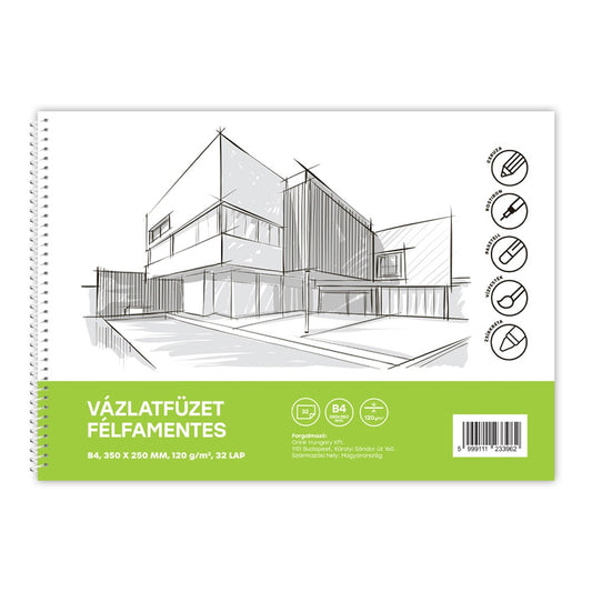 Vázlatfüzet FÉLFAMENTES B/4 32 lap 120gr. Bluering kép