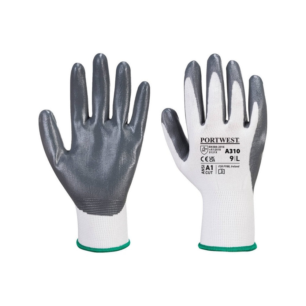 Védőkesztyű PU tenyérmártással nylon méret: XL szín: szürke-fehér A310 Portwest kép