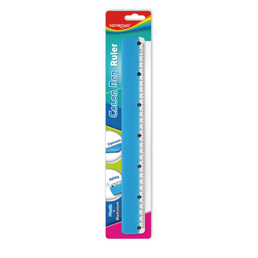 Vonalzó 30 cm, fém skálával Keyroad Colour Bar vegyes színek kép