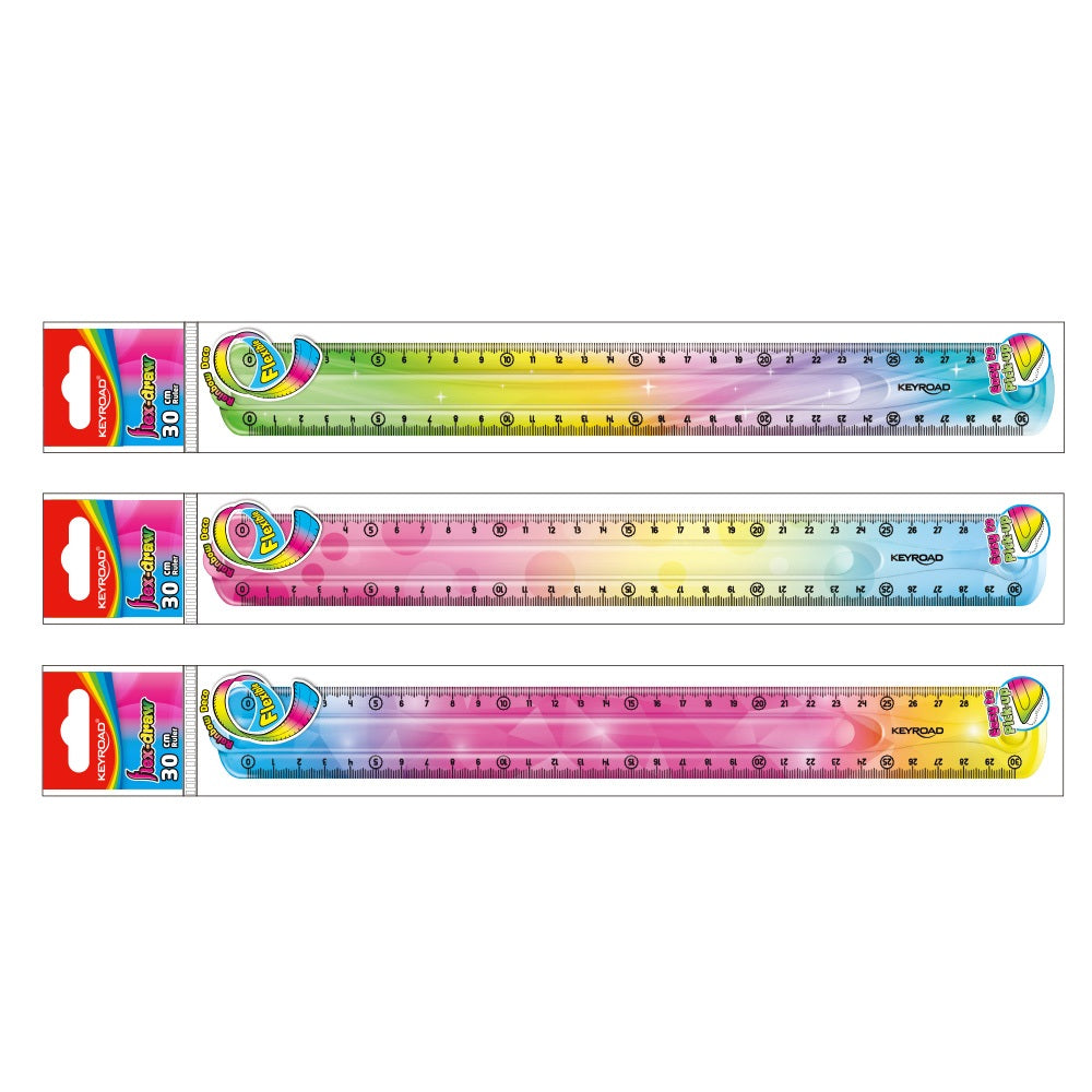 Vonalzó 30 cm, flexibilis Keyroad Flex Draw színátmenetes kép