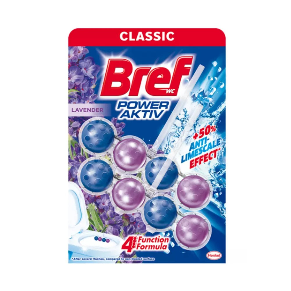 WC illatosító 2 x 50 g golyós Power Aktiv Bref Lavender Field kép