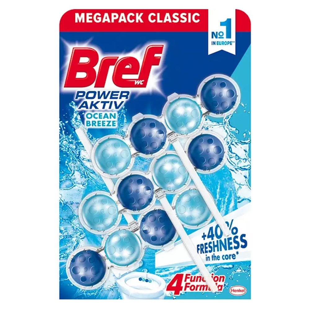 WC illatosító golyós 3 x 50 g Power Aktiv Bref Ocean Breeze kép