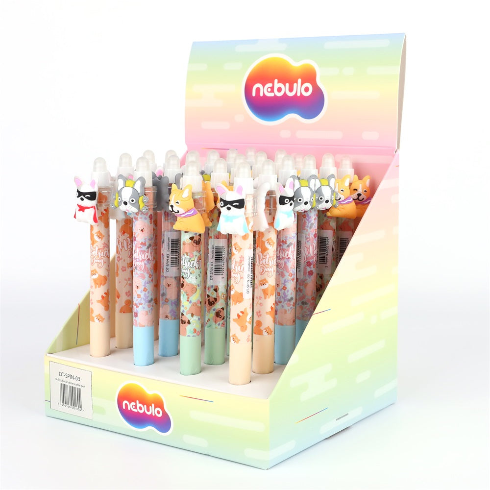 Zseléstoll radírozható, nyomógombos, pörgetős kutyus 24 db/display Nebulo kép