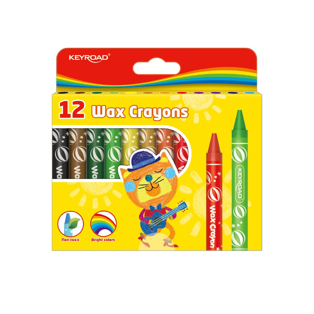 Zsírkréta készlet 11x100 mm 12 db/bliszter Keyroad Wax Crayon vegyes színek kép