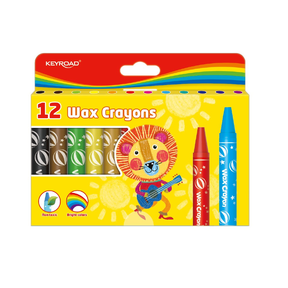 Zsírkréta készlet 14x100mm 12 db/bliszter Keyroad Wax Crayon vegyes színek kép