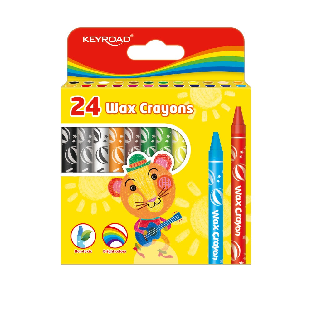Zsírkréta készlet 8x90 mm 24 db/bliszter Keyroad Wax Crayon vegyes színek kép
