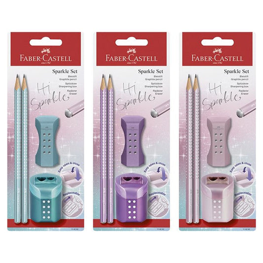 Grafitceruza szett FABER-CASTELL Sparkle gyöngyházfényű metál + hegyező és radír kép