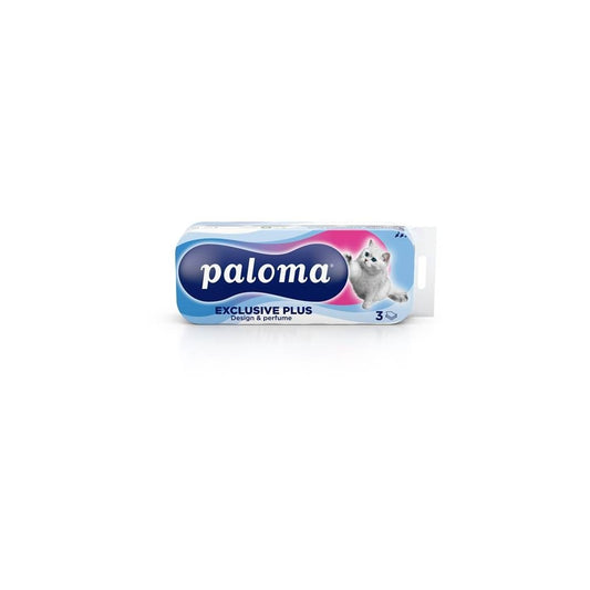 Toalettpapír 3 rétegű 100% cellulóz 150 lap/tekercs 10 tekercs/csomag Exclusive Plus Paloma parfüm kép