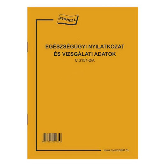Nyomtatvány egészségügyi nyilatkozat és vizsgálati adatok NYOMELL kép