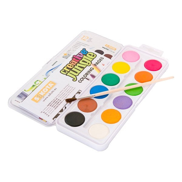 Vízfesték CREATIVE JUNGLE 28,5 mm nagygombos+ecset 12 darabos kép