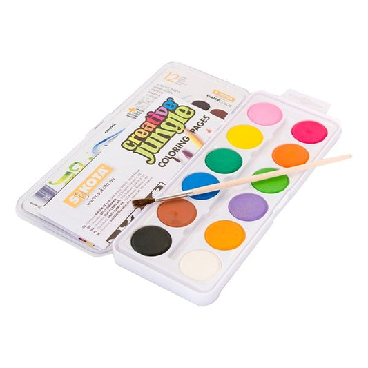 Vízfesték CREATIVE JUNGLE 28,5 mm nagygombos+ecset 12 darabos kép