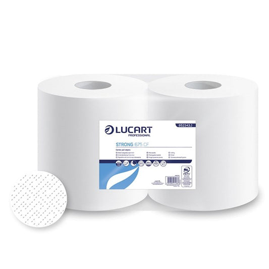 Kéztörlő tekercses ipari LUCART Strong 675CF 25 cm átmérő 675 lap fehér 2 rétegű 852343J kép