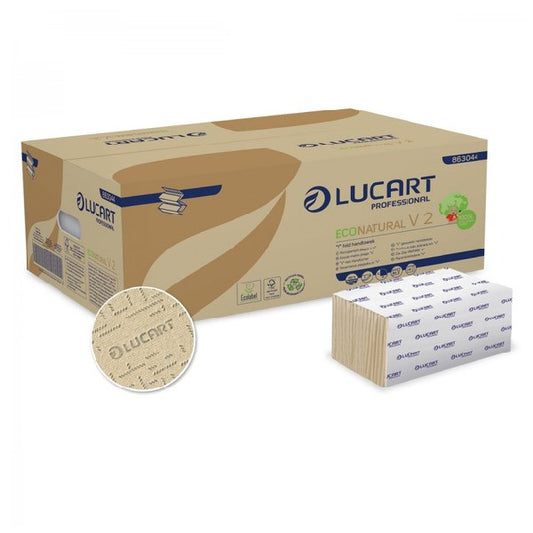 Kéztörlő hajtogatott LUCART EcoNat V2 2 rétegű barna 21x21 cm 190 lap 20 csomag/karton kép