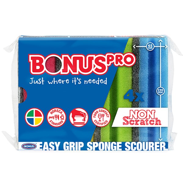 Mosogatószivacs BONUS formázott színes HACCP 13,5x7,11x4,5cm 4 darabos kép