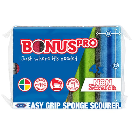 Mosogatószivacs BONUS formázott színes HACCP 13,5x7,11x4,5cm 4 darabos kép