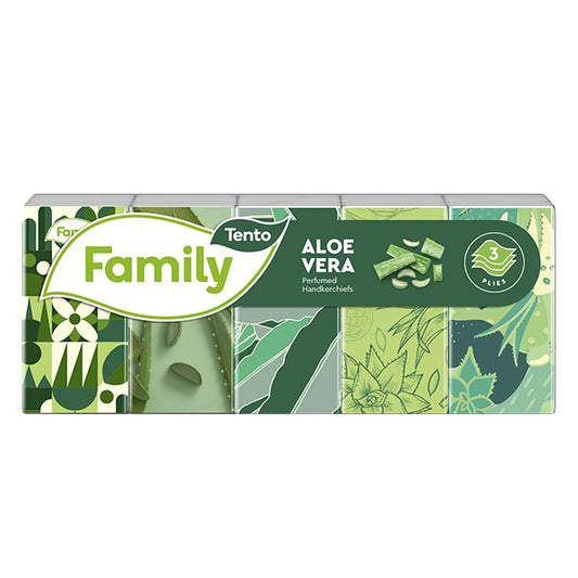 Papírzsebkendő TENTO Family aloe vera 3 rétegű 10x10 darabos kép