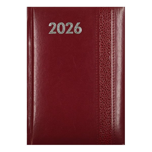 Határidőnapló ALISCA Rebel varrott B/6 napi fehér lapos bordó 2026. kép