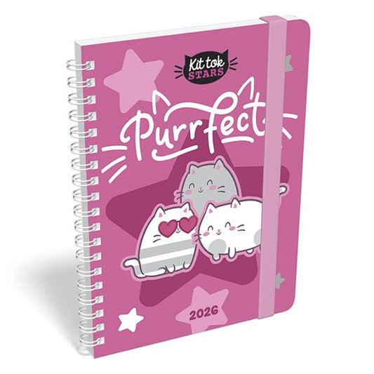 Határidőnapló LIZZY CARD B/6 heti spirálozott gumis Kittok purrfect 2026. kép