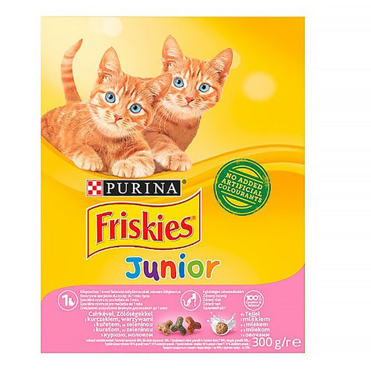 Állateledel száraz PURINA Friskies Junior macskáknak csirkével, zöldségkkel és tejjel 300 g kép