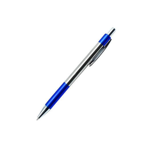 Golyóstoll nyomógombos 0,7mm, fém test, műanyag fogórész kék, írásszín kék kép
