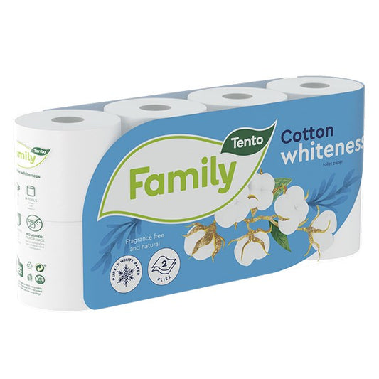 Toalettpapír TENTO Family cotton white fehér 8 tekercses 2 rétegű kép