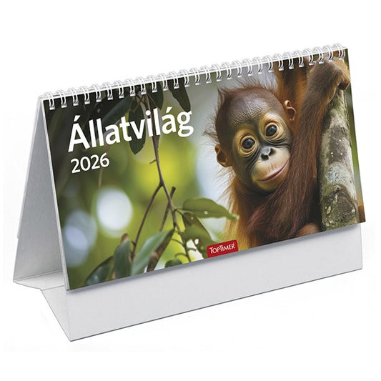 Asztali naptár képes TOPTIMER T058 álló fehér lapos Állatvilág 2026. kép
