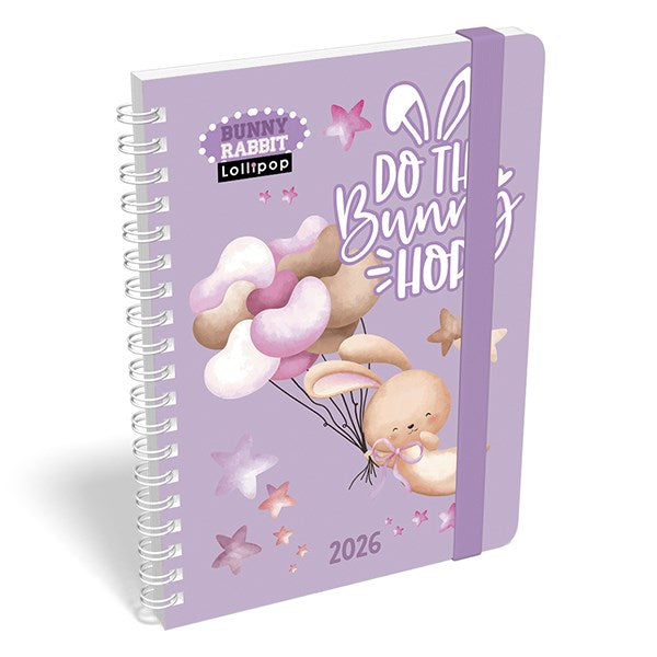 Határidőnapló LIZZY CARD B/6 heti spirálozott gumis Lollipop bunny rabbit 2026. kép