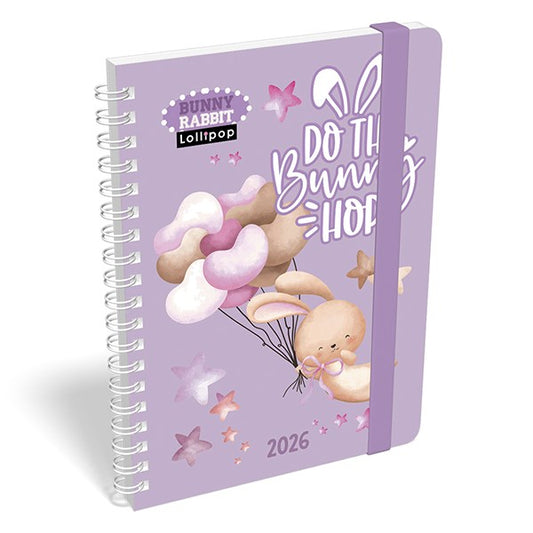 Határidőnapló LIZZY CARD B/6 heti spirálozott gumis Lollipop bunny rabbit 2026. kép