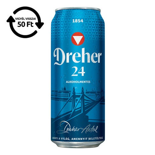 Alkoholmentes sör DREHER 24 0,0% 500 ml DRS kép