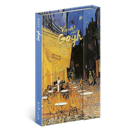 Határidőnapló mágnessel záródó REALSYSTEM 130x210mm heti sárga lapos Vincent van Gogh 2026. kép