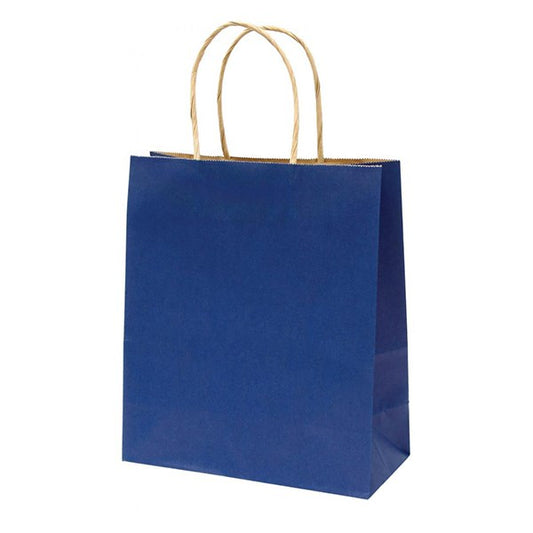 Dísztasak CREATIVE Classic Simple M 22x25x10 cm kraft egyszínű sötétkék sodort füles kép