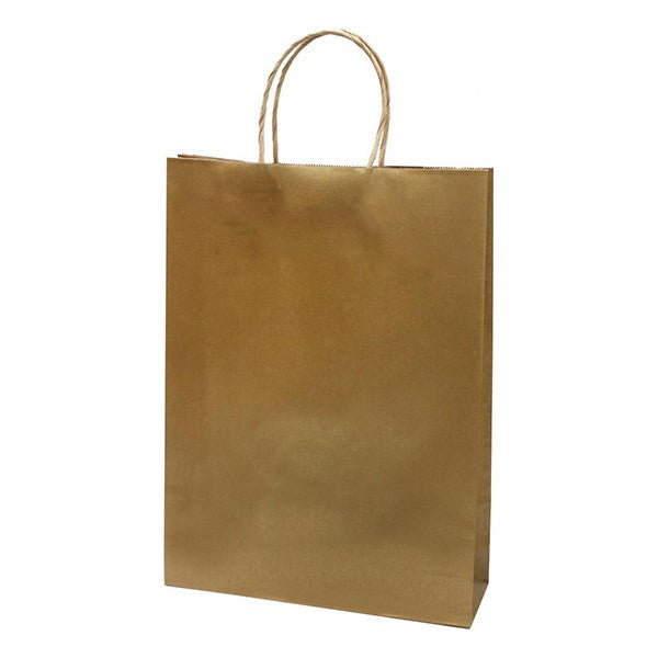 Dísztasak CREATIVE Classic Simple L 26x35x8 cm kraft egyszínű arany sodort füles kép