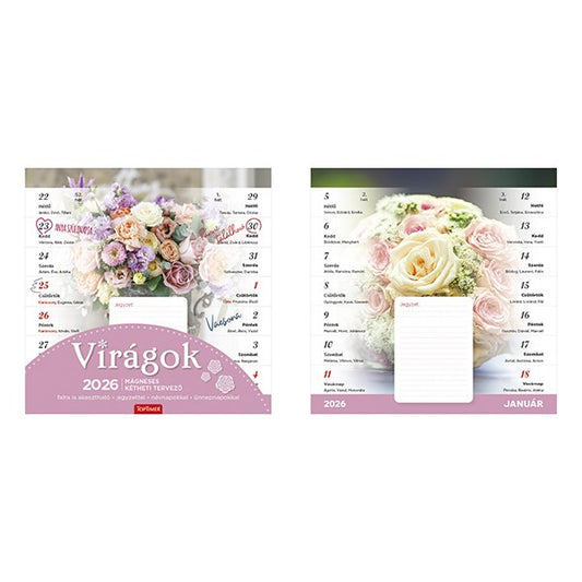 Falinaptár mágneses TOPTIMER T090 220x220mm Virágok 2026. kép
