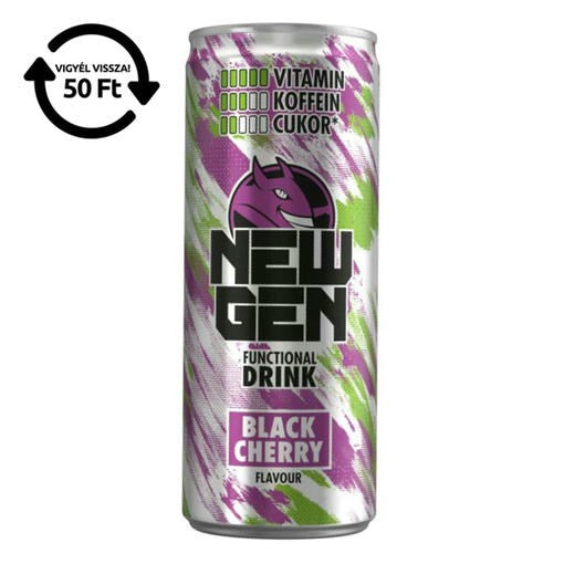 Üdítőital szénsavas HELL Newgen Black cherry 0,25L DRS kép